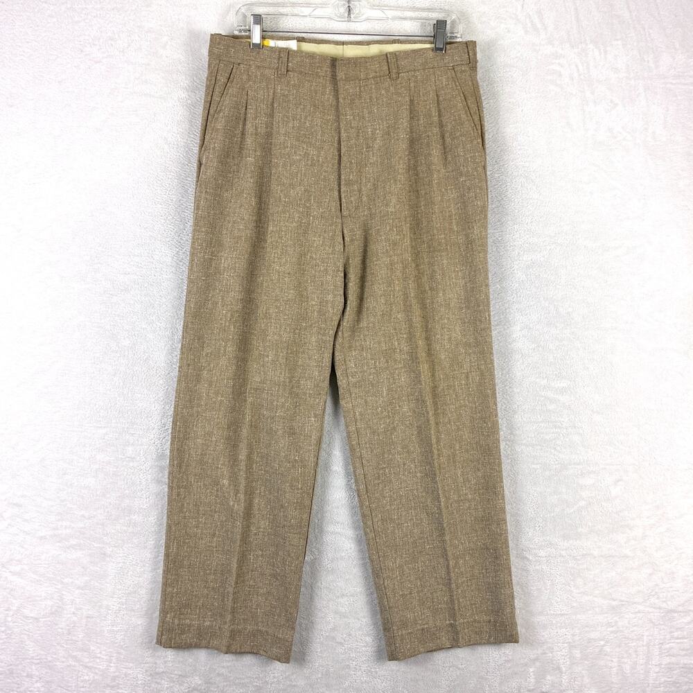 VTG Cotler Pants Mens 32x30 Brown Pleated Wool Blend Classic Preppy Luxury 80s
